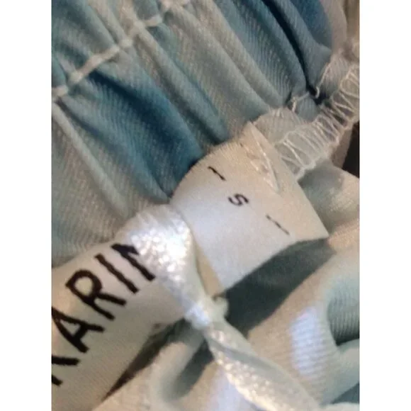 Grace Karin Womens Sz S Tie Dye Blue Paper Bag High Waist Cropped Pants Belt NWT - Picture 5 of 6